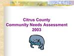 Citrus County Community Needs Assessment 2003
