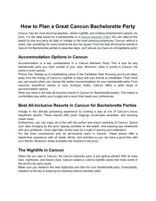 How to Plan a Great Cancun Bachelorette Party