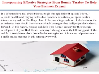 Incorporating Effective Strategies From Ronnie Tarabay To Help Your Business Expand