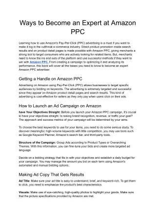 Ways to Become an Expert at Amazon PPC - Google Docs