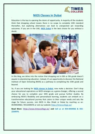 NIOS Classes in Dubai