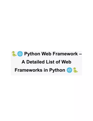 Best Python Web frameworks