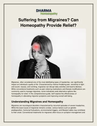 Suffering from Migraines_ Can Homeopathy Provide Relief.docx