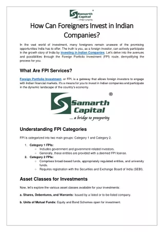 How Can Foreigners Invest in Indian Companies