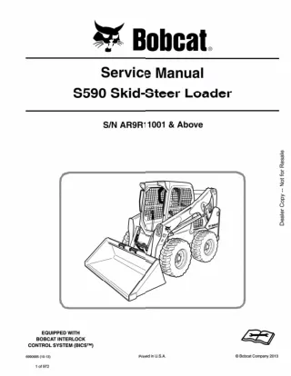 BOBCAT S590 SKID STEER LOADER Service Repair Manual SN：AR9R11001 and Above