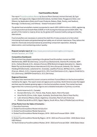 Food Emulsifiers Market Size Insights 2024
