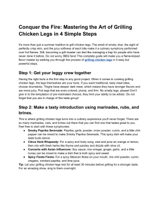 Conquer the Fire_ Mastering the Art of Grilling Chicken Legs in 4 Simple Steps - Google Docs