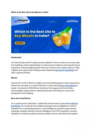 Best site to buy Bitcoin in India