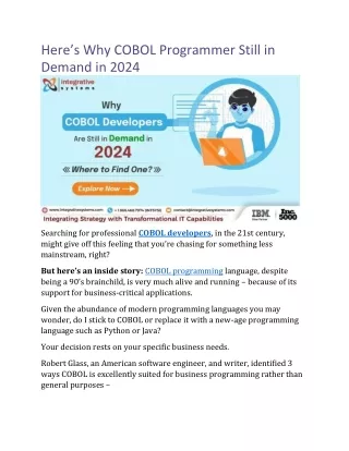 Here’s Why COBOL Programmer Still in Demand in 2024