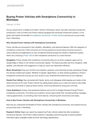 Buying Proton Vehicles with Smartphone Connectivity in Mombasa