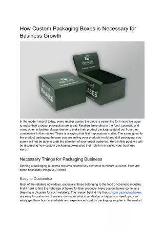 How Custom Packaging Boxes is Necessary for Business Growth