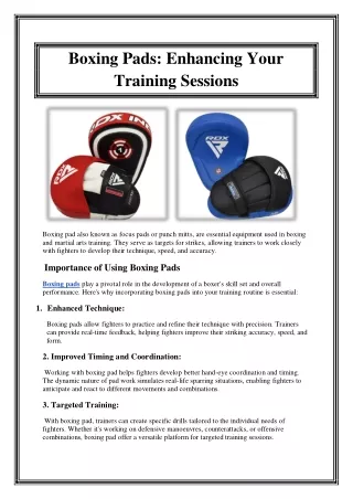 Boxing Pads Enhancing Your Training Sessions