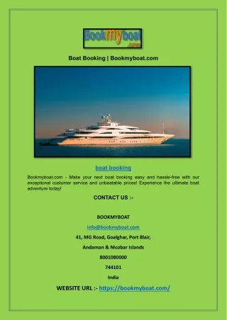 Boat Booking | Bookmyboat.com