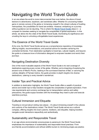 Navigating the World Travel Guide