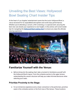 Unveiling the Best Views Hollywood Bowl Seating Chart Insider Tips