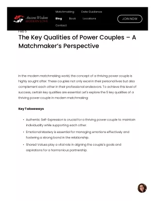 The Key Qualities of Power Couples – A Matchmaker’s Perspective