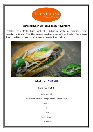 Banh Mi Near Me Your Tasty Adventure