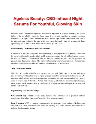 Ageless Beauty CBD-Infused Night Serums For Youthful, Glowing Skin