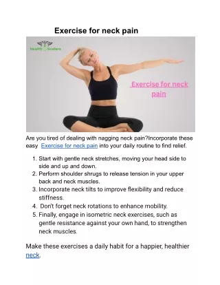 Exercise for neck pain