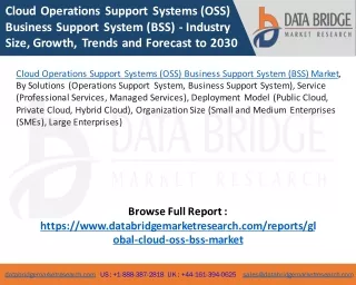 Cloud Operations Support Systems (OSS) Business Support System (BSS) Market