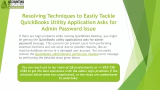 Effective Remedy To Resolve QuickBooks utility applications asks for admin password issue