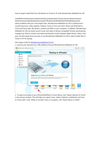 How to export media files from iOS devices to iTunes or PC w