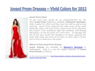 Jovani Prom Dresses – Vivid Colors for 2012