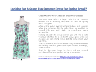 Looking For A Sassy, Fun Summer Dress