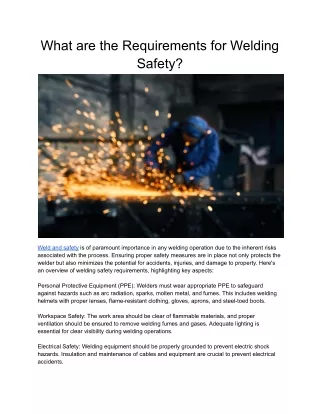 What are the Requirements for Welding Safety