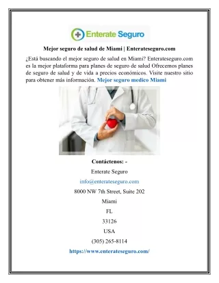 Mejor seguro de salud de Miami | Enterateseguro.com