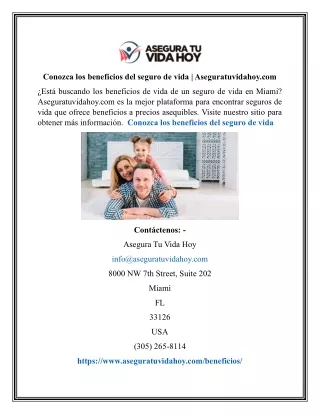 Conozca los beneficios del seguro de vida | Aseguratuvidahoy.com