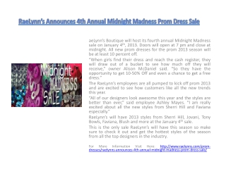 RaeLynn’s Announces 4th Annual Midnight Madness Prom Dress