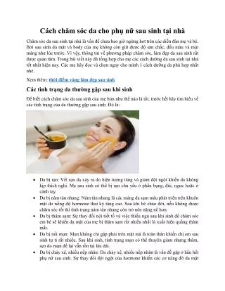 Cách chăm sóc da cho phụ nữ sau sinh tại nhà