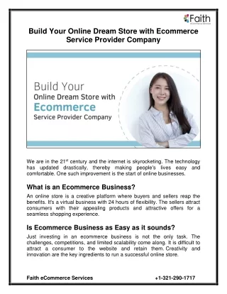 Build Your Online Dream Store with Ecommerce Service Provider Company