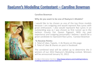RaeLynn’s Modeling Contestant – Caroline Bowman