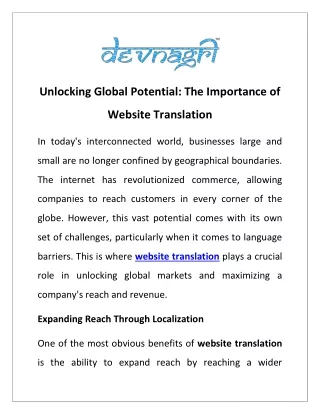 Unlocking Global Potential: The Importance of Website Translation