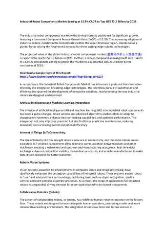 Industrial Robot Components Market Application, Regions and Key Players by 2033