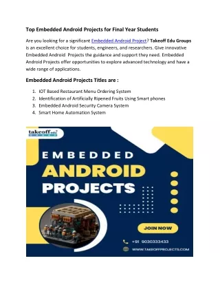 Top Embedded Android Projects for Final Year Students