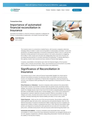 Automated Financial Reconciliation Process - Optimus Fintech