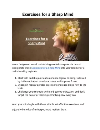Exercises for a Sharp Mind
