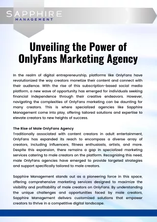 Unveiling the Power of OnlyFans Marketing Agency