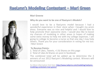 RaeLynn’s Modeling Contestant – Mari Green