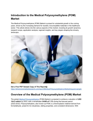 Medical Polyoxymethylene (POM) Market