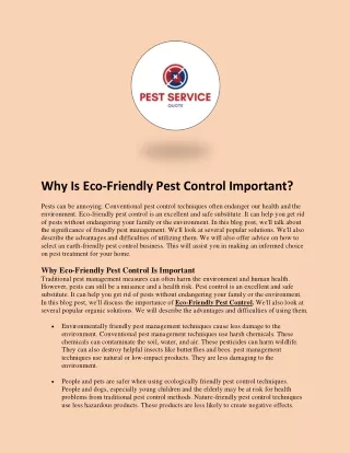 Why Is Eco-Friendly Pest Control Important?