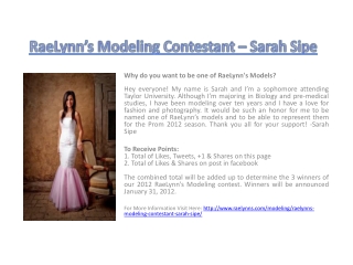 RaeLynn’s Modeling Contestant – Sarah Sipe