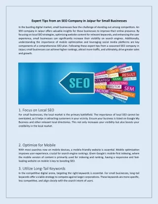 Expert Tips from an SEO Company in Jaipur for Small Businesses Doc
