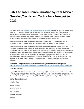 Satellite Laser Communication System Market