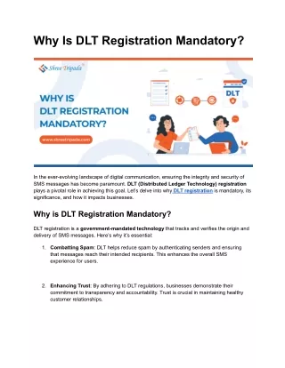 Why Is DLT Registration Mandatory