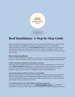 Roof Installation: A Step-by-Step Guide