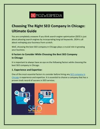 Choosing The Right SEO Company In Chicago: Ultimate Guide